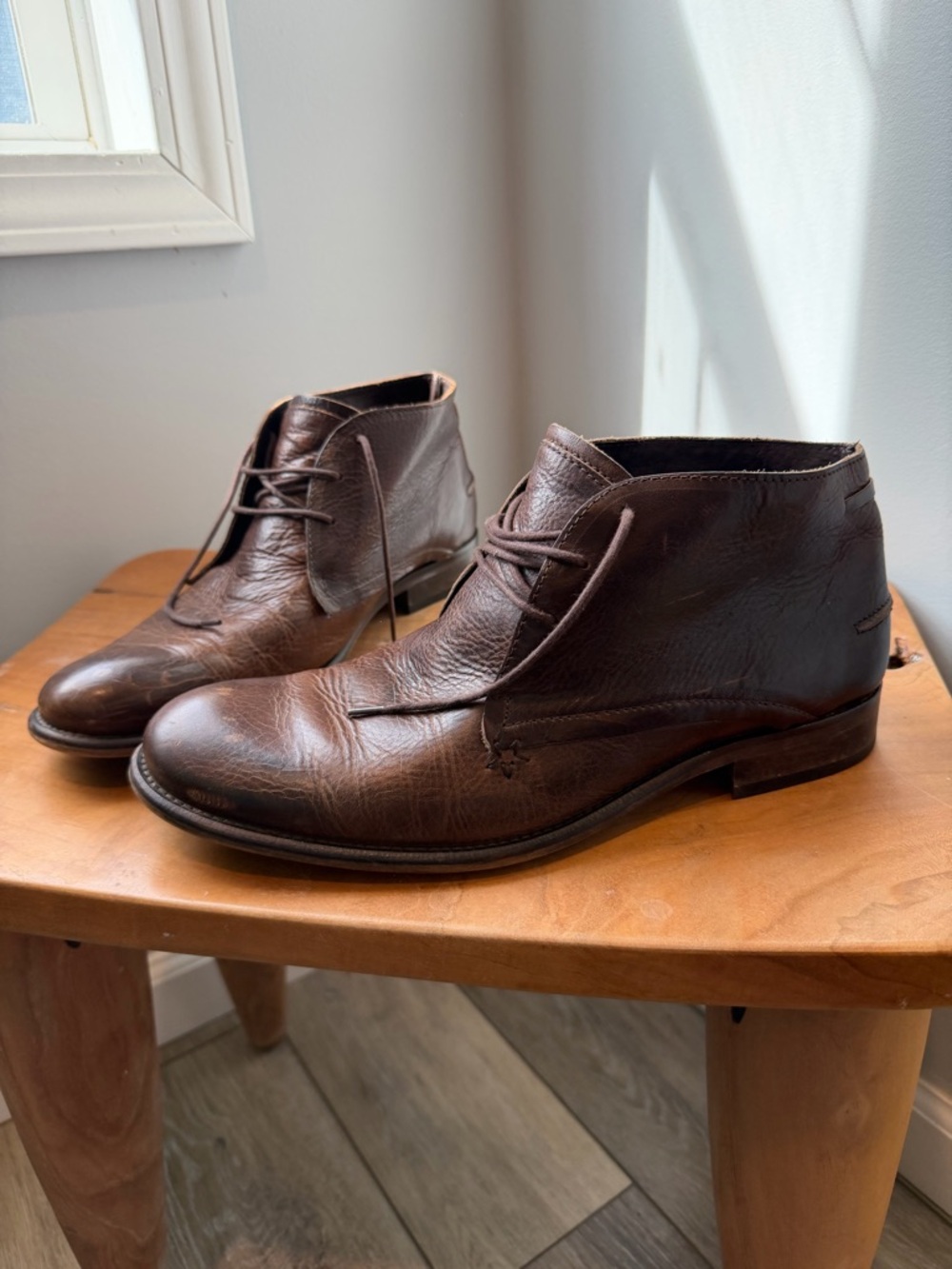 Dark Brown Leather Chukka Boots Aldo size 45 Made in Portugal